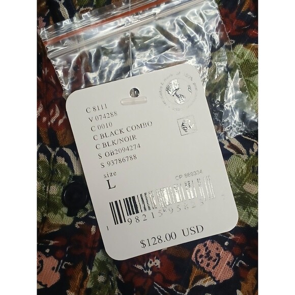 Free People Blouse Sz L Floral Multicolor Long Sleeve Peplum NWT - Picture 9 of 16